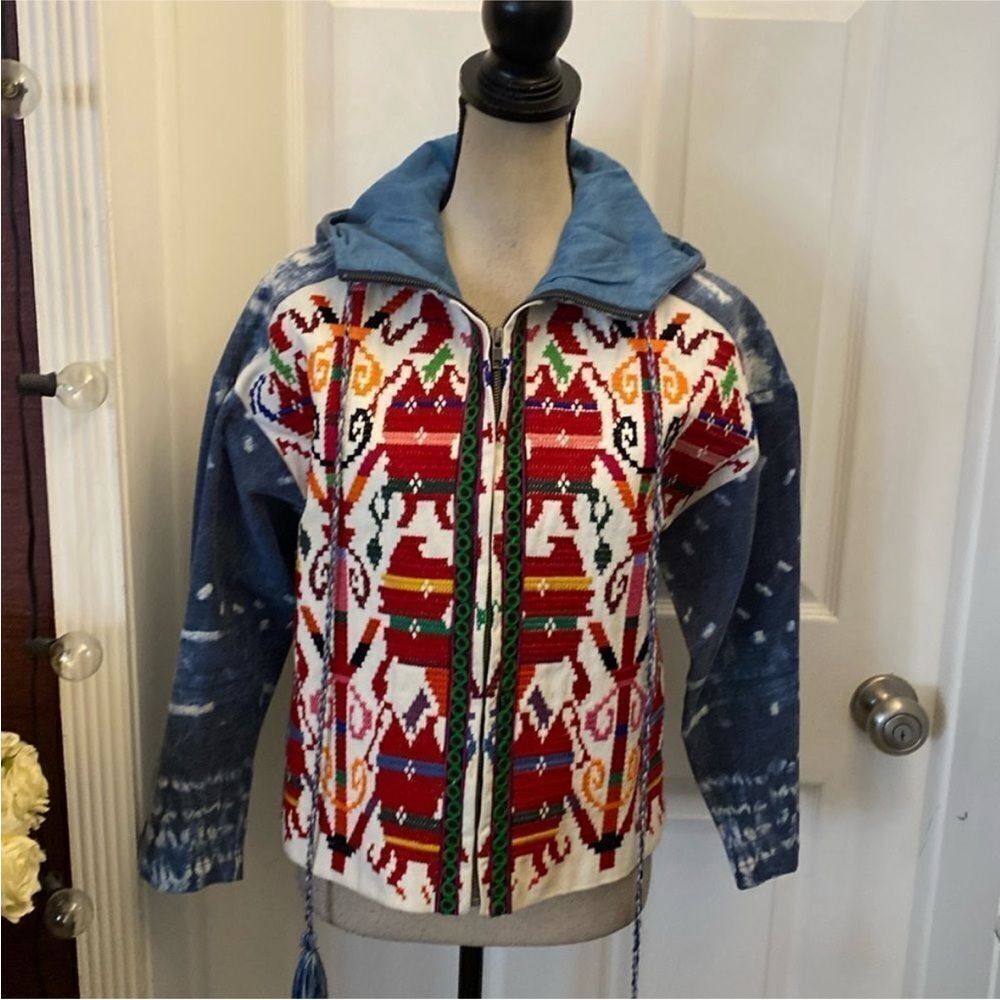 Hiche Colorful Patterned Women's  denim Jacket, S